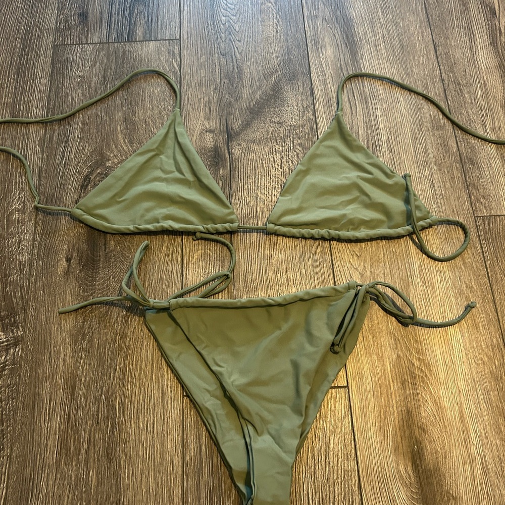 Olive Green Triangle Bikini Set